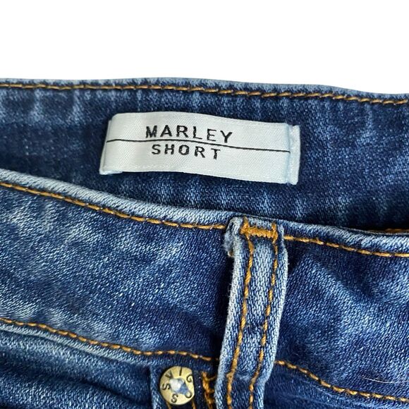 Vigoss Marley Jean Shorts Womens 31 Blue Denim Stretch Cuffed Mid Rise Casual - Picture 5 of 8
